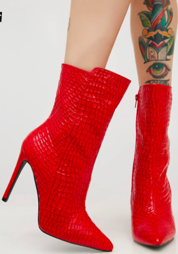 Red Patent Leather Ankle Boots snake loxandleather
